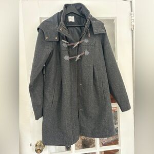 Mama Licious Charcoal Hooded Maternity Toggle Trench Coat